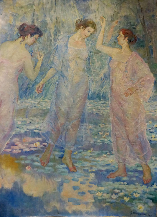 Oil painting Girls near the lake Odarka Tytarenko