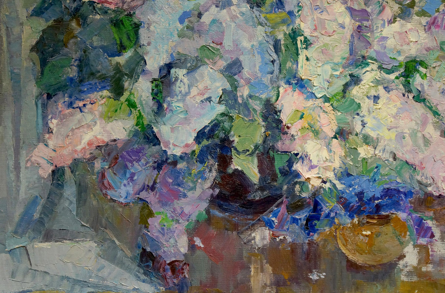 Oil painting A basket of flowers Vera Dovgalevskaya