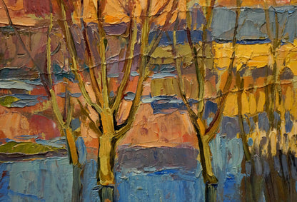 Oil painting Night cityscape Kiyansky Yuri Mikhailovich