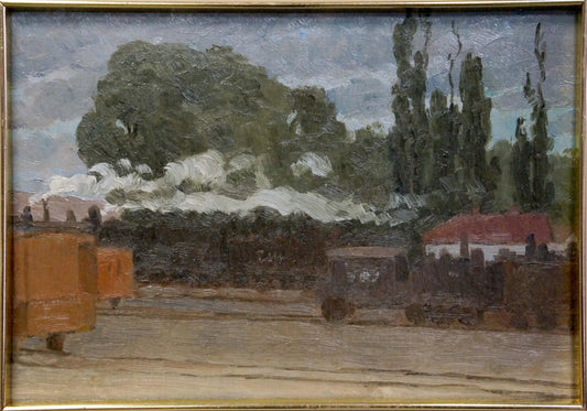 Oil painting The train has started Unknown artist