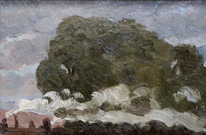 Oil painting The train has started Unknown artist