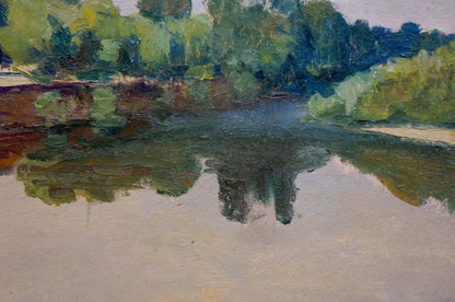 Oil painting Evening over the river Dmitry Lednev