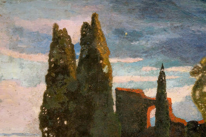 Oil painting Landscape with a palace