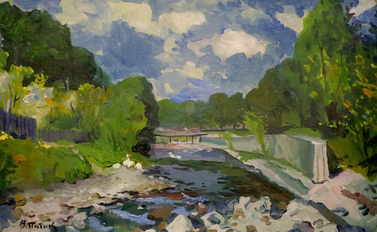 Oil painting The river flows Patik Volodymyr Yosypovych