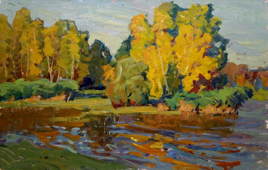 Oil painting Autumn landscape Fomin Anatoly Nikiforovich