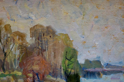 Oil painting Forest near the river Unknown artist