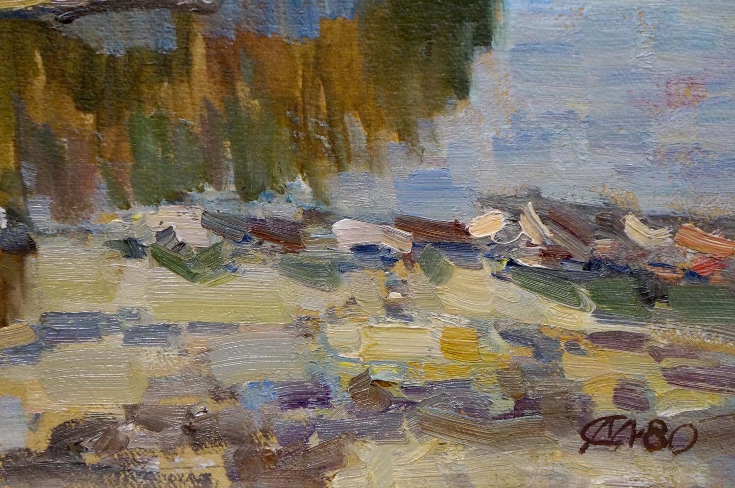 Oil painting Forest near the river Unknown artist