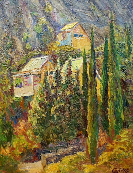 Oil painting Landscape with mountain