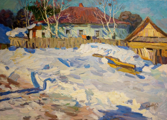 Oil painting Winter landscape Samokhvalov A.N.