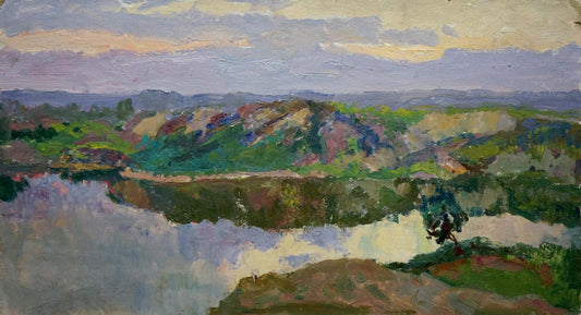 Oil painting Sunset by the river Kalatsyuk Yakov Alekseevich
