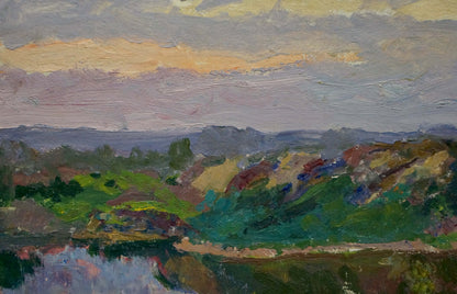 Oil painting Sunset by the river Kalatsyuk Yakov Alekseevich