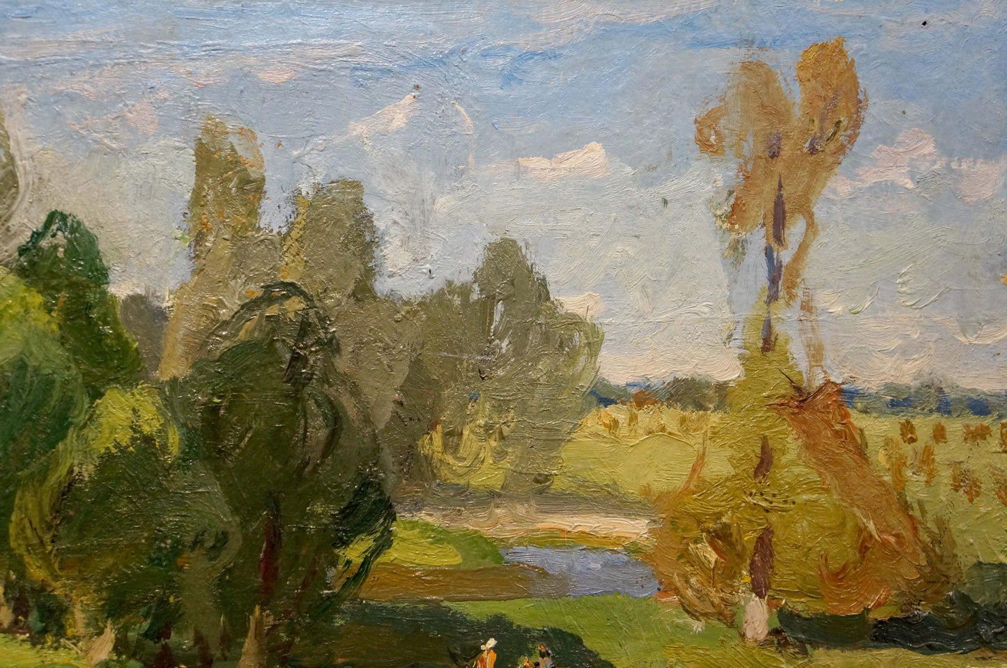 Oil painting Children at the pond