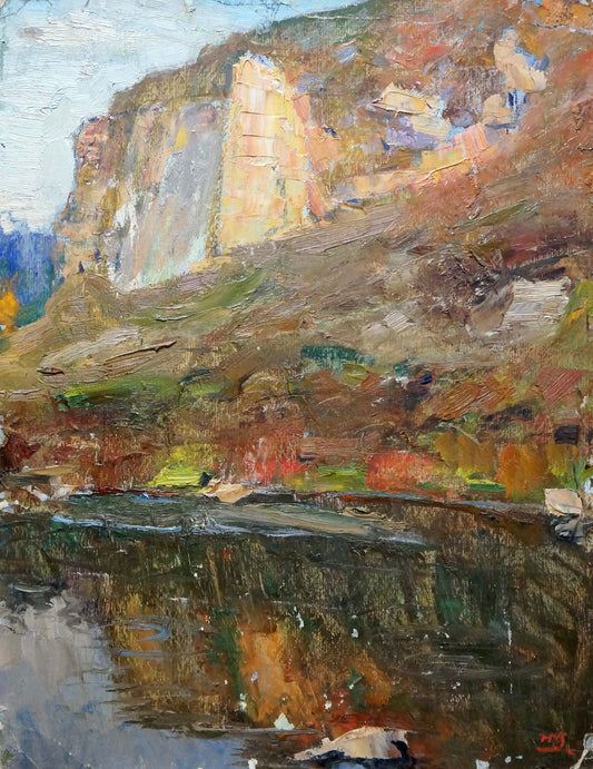 Oil painting At the cliff