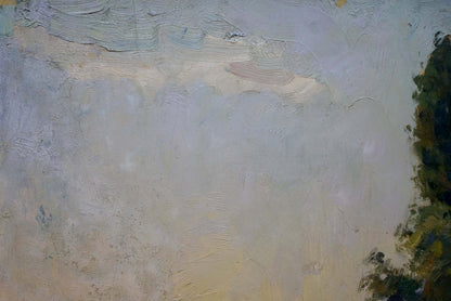 Oil painting With a landscape on a garden