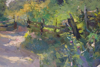 Oil painting With a landscape on a garden