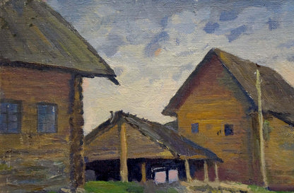 Oil painting Green streets in the village Unknown artist