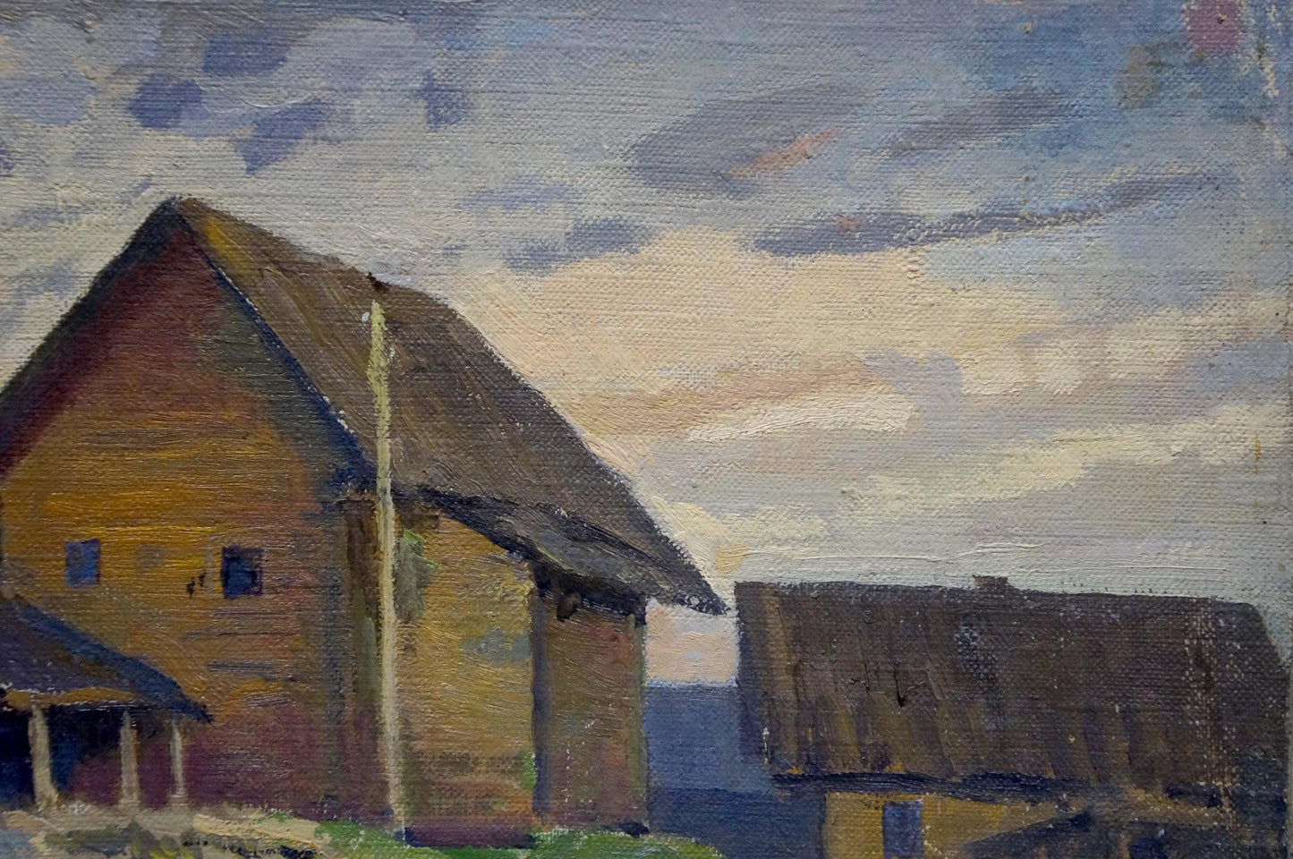 Oil painting Green streets in the village Unknown artist