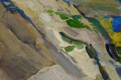 Oil painting Cloudy day in a river landscape Nikolay Buryachok