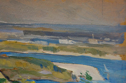 Oil painting Cloudy day in a river landscape Nikolay Buryachok