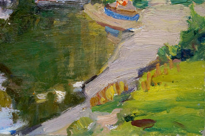 Oil painting Children at the pond Gantman Moses Faybovich