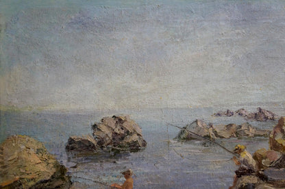 Oil painting Casting Lines from the Rocks Unknown artist