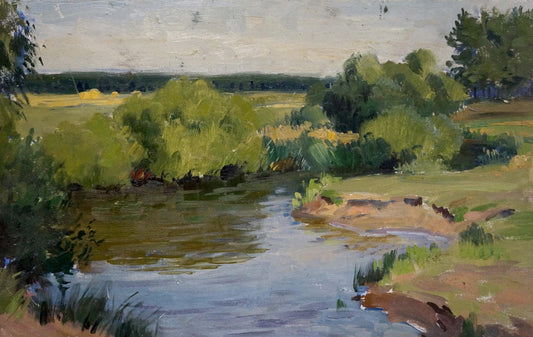 Oil painting Lake landscape Gantman Moses Faybovich