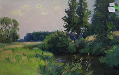Oil painting Lake landscape Gantman Moses Faybovich