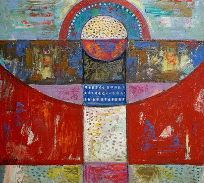 Abstract oil painting Landscape W. Bauer