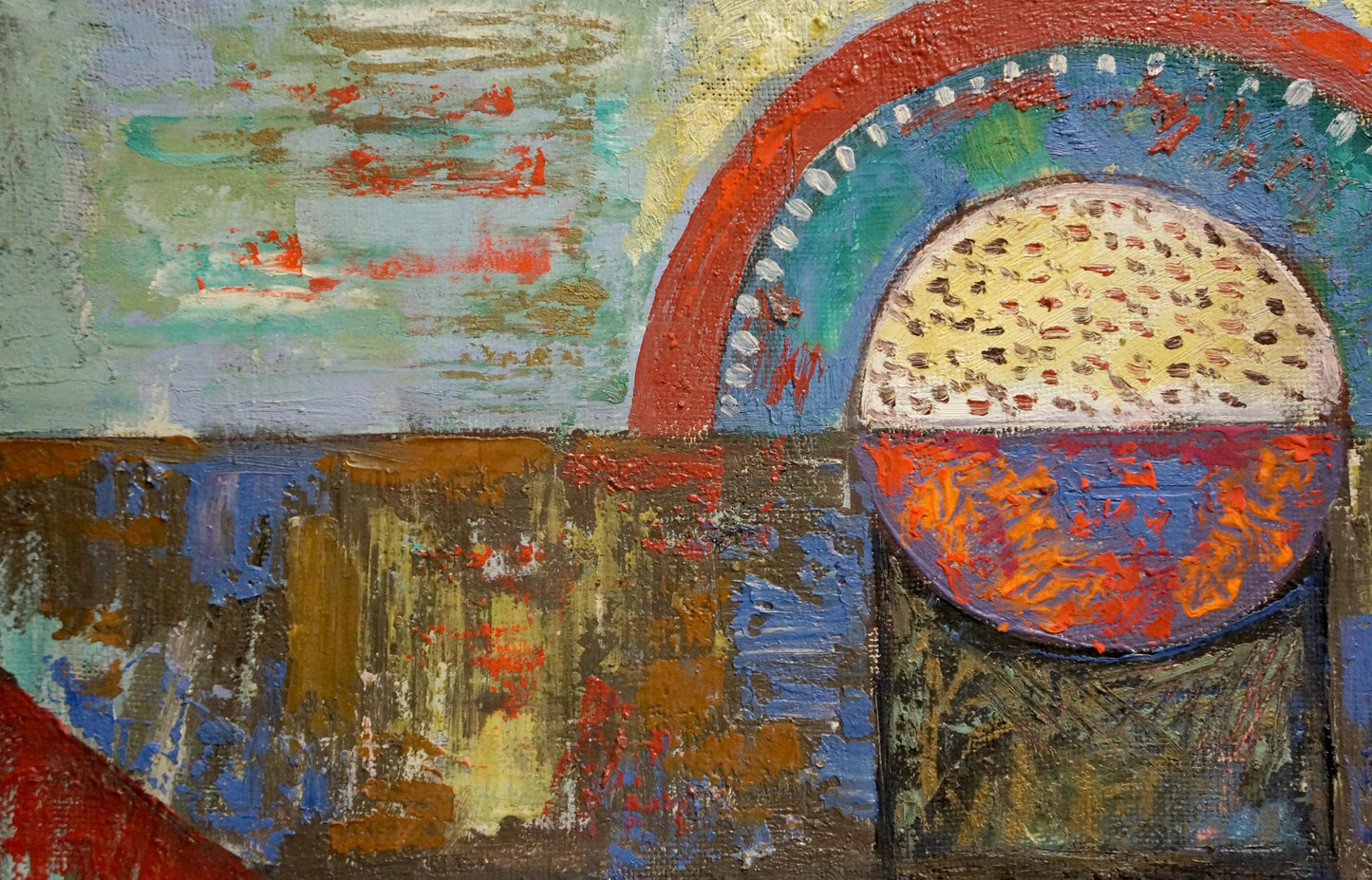 Abstract oil painting Landscape W. Bauer