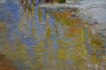 Oil painting River thawing season Alexander Mynka