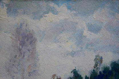 Oil painting The first snow fell in the forest Alexander Mynka