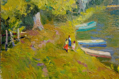 Oil painting Walk along the river Alexander Mynka