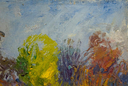 Oil artwork featuring an Autumn Landscape by an unknown artist