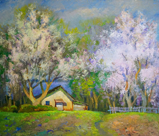 Oil painting Trees are blooming Mynka Alexander Fedorovich