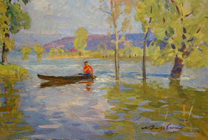 Oil painting River landscape Khodchenko Lev Pavlovich