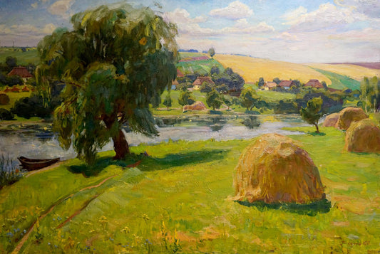 Oil painting Haystacks Basanets Yuri Petrovich