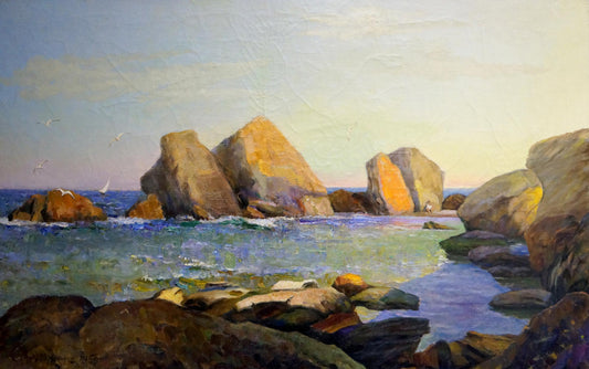 Oil painting Near the shore Zharenko Lavrentiy Semenovich