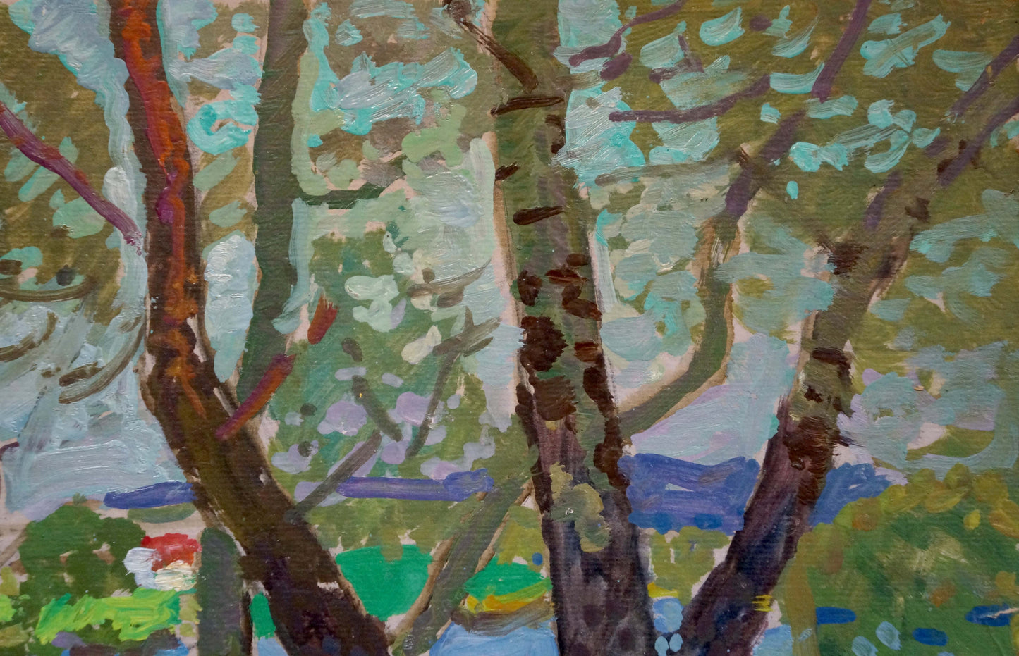 In Viktor Kirillovich Gaiduk's oil painting, the viewer is transported to a serene village scene