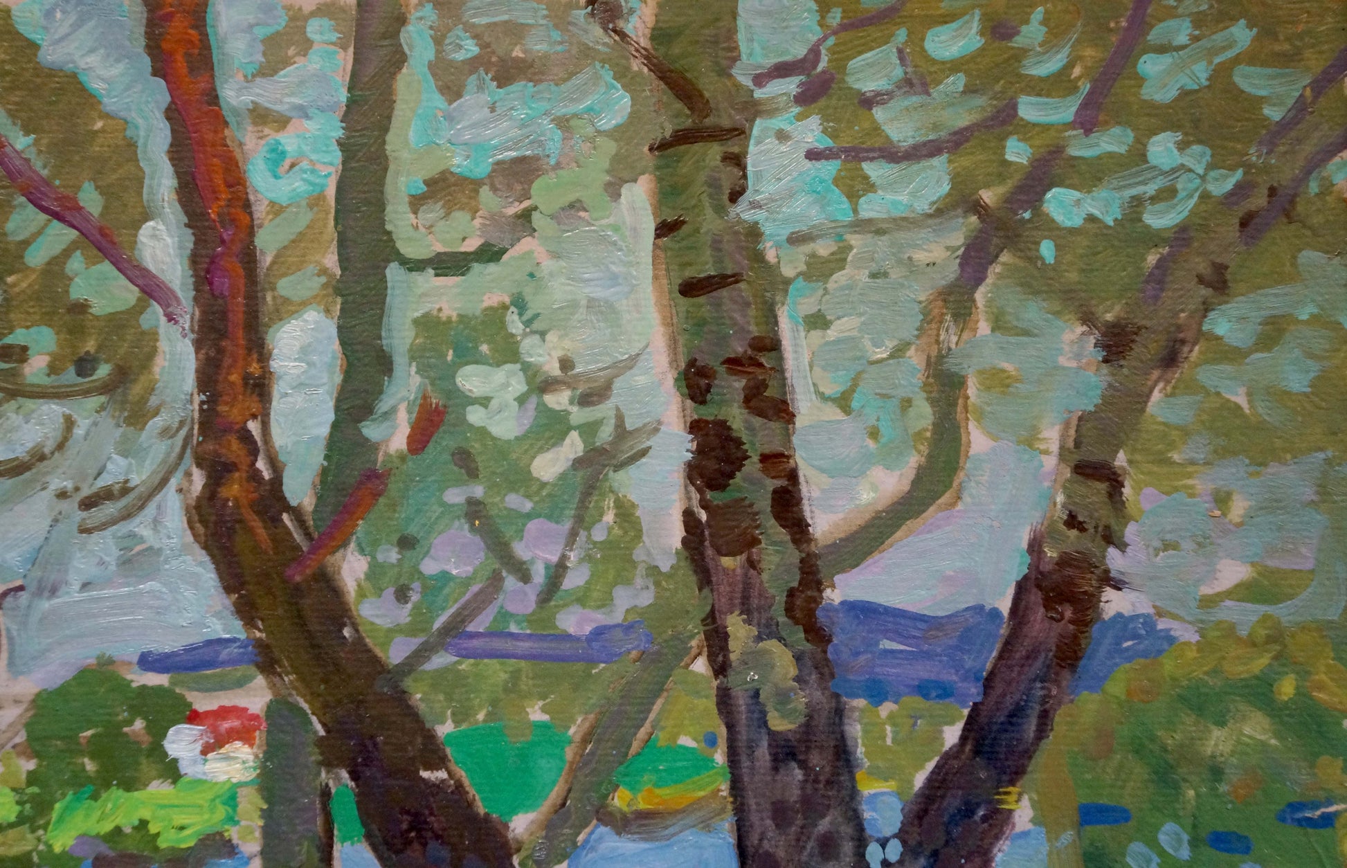 In Viktor Kirillovich Gaiduk's oil painting, the viewer is transported to a serene village scene