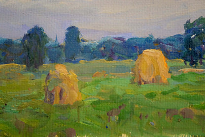 Oil painting Haystacks Fomin Anatoly Nikiforovich