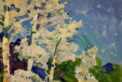 Oil painting The trees have blossomed Kolosovsky Georgy Sergeevich