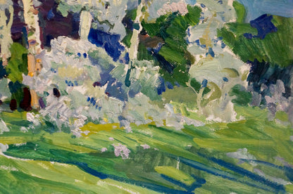Oil painting The trees have blossomed Kolosovsky Georgy Sergeevich
