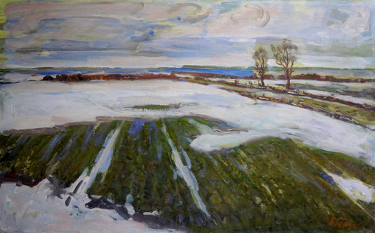 Oil painting Frozen field Gerus Boris Stepanovich