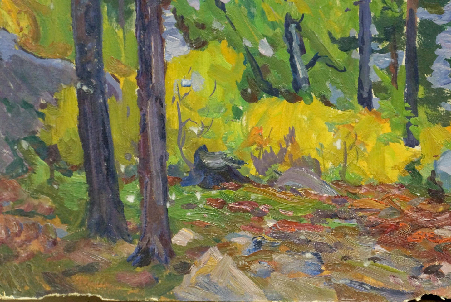 Oil painting Rainy day by the river Anatoly Fomin