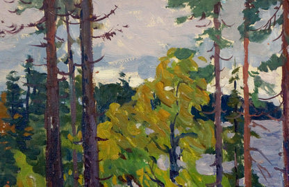 Oil painting Rainy day by the river Anatoly Fomin