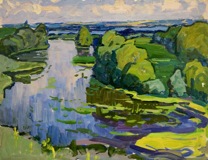 Oil painting On the Dnieper Ruban Grigory Savelievich