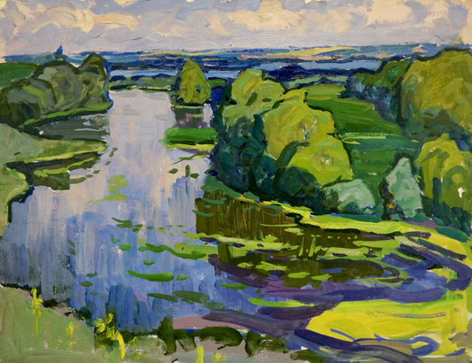 Oil painting On the Dnieper Ruban Grigory Savelievich