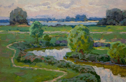 Oil painting In the Dnieper floodplain Ruban Grigory Savelievich
