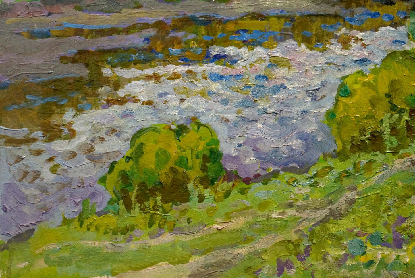 Oil painting In the summer by the river Ruban Grigory Savelievich
