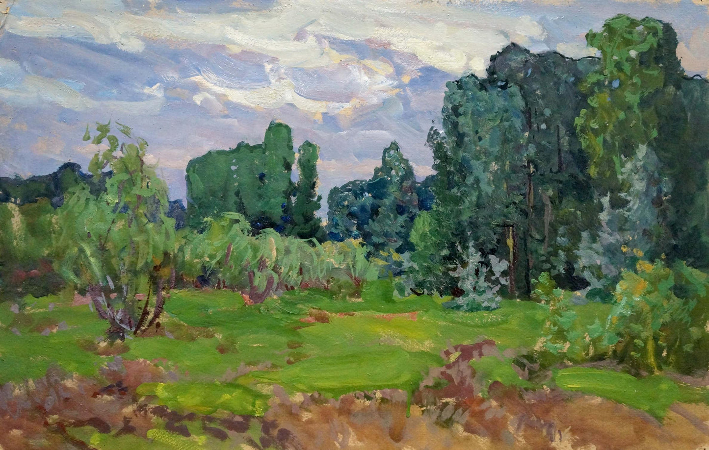 Oil painting Wet forest after rain Anatoly Fomin